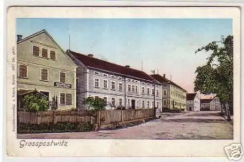06461 Ak Grosspostwitz Sattlergeschäft und Gasthaus