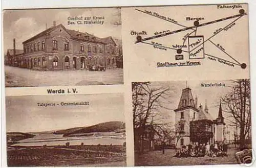 05096 Ak Werda im Vogtland Gasthof zur Krone usw. 1926