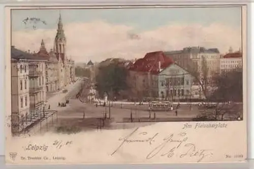 10/13 Ak Leipzig am Fleischerplatz 1901