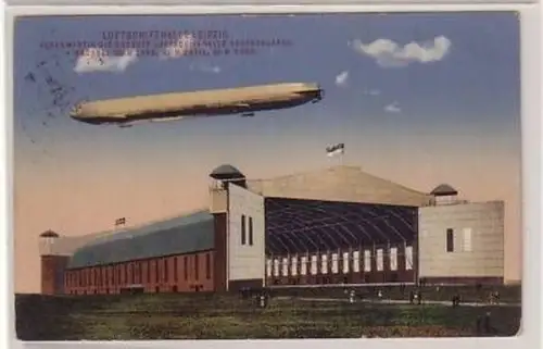 13/9 Ak Leipzig Zeppelin über Luftschiffhalle 1913
