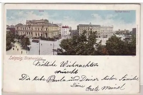 10/55 Ak Leipzig Blücherplatz Börse 1901