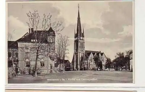 38632 Ak Weinböhla Kirche und Centralgasthof 1932