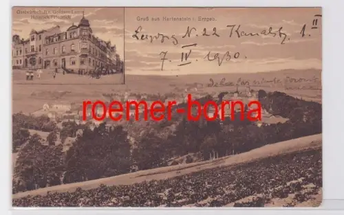 81609 Ak Gruß aus Hartenstein im Erzgebirge Gastwirtschaft z. Goldnen Lamm 1930