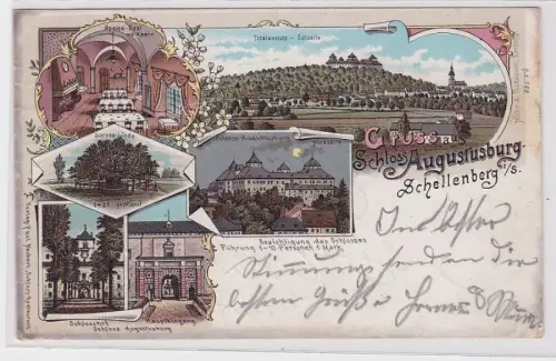 82465 Lithografie AK Gruss aus Schloss Augustusburg - Schellenberg i.S. 1899