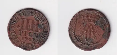 3 Pfennig Kupfer Münze Bistum Münster 1703 f.ss (170327)