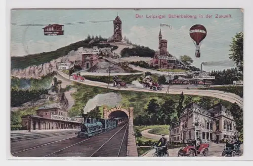 88100 Künstler Ak Leipzig Der Scherbelberg in der Zukunft 1912
