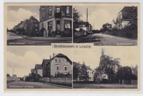 98156 Mehrbild Ak Großdeuben b. Leipzig Schulstraße, Kirche, Zwenkauer Str. 1956