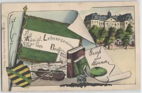 92625 Mehrbild Ak Gruß aus Borna königliches Lehrerseminar 1906