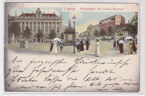 90305 AK Leipzig - Königsplatz mit Grassi-Museum 1901