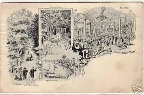 09866 Ak Gruß aus der Pelzmühle Siegmar um 1900