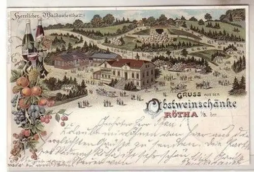 60397 Ak Lithographie Gruss aus der Obstweinschänke Rötha 1896