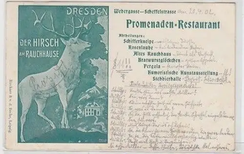 58747 Ak Dresden Promenaden Restaurant Webergasse Scheffelstraße 1902