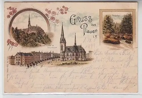 63234 Ak Lithographie Gruss aus Plauen im Vogtland 1899