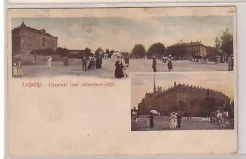 9/16 Ak Leipzig Ostplatz und Johannes Stift 1908