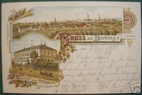 schöne Ak Gruss aus Brettnig in Sachsen Gasthof 1900