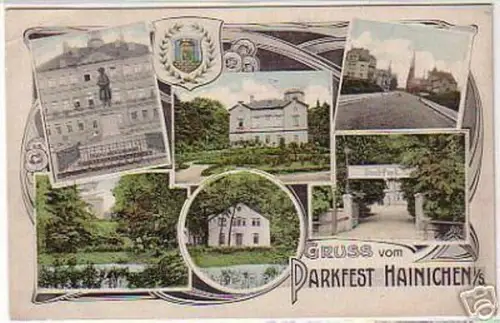08527 Ak Gruss vom Parkfest Hainichen in Sachsen um1910