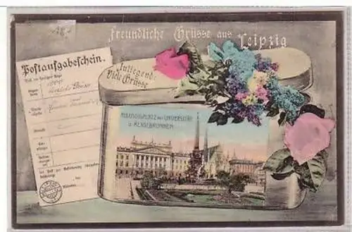 24/42 Ak Grüsse aus Leipzig Augustusplatz 1908