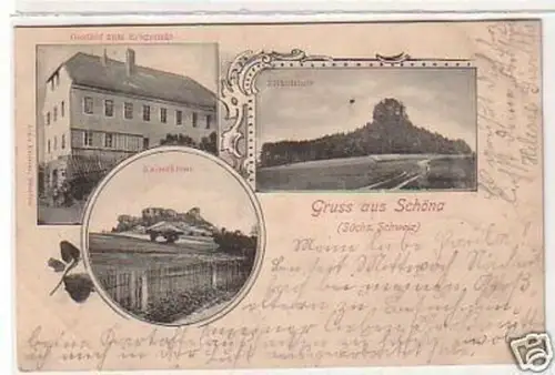 33584 Mehrbild Ak Gruß aus Schöna Gasthof usw. 1903