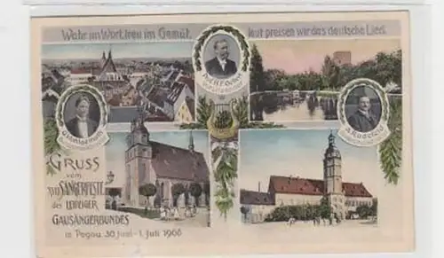 37041 Ak Gruß vom Sängerfeste Pegau 1906