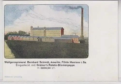 62975 Reklame Ak Wollgarnspinnerei Bernhard Schmidt Amerika Filiale Meerane 1920