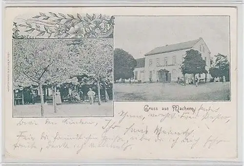 66347 Mehrbild Ak Gruß aus Machern Gasthof zur Eisenbahn 1902