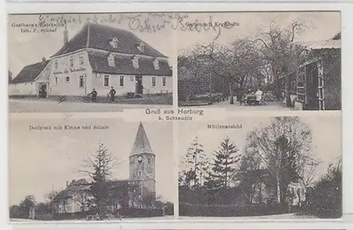 65436 Mehrbild Ak Gruß aus Horburg b. Schkeuditz Gasthaus Kegelbahn usw. 1912