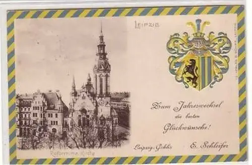 21/14 Präge Ak Leipzig reformierte Kirche 1901