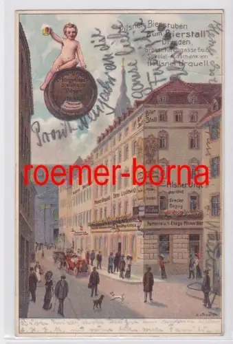 80806 Ak Dresden Grosse Kirchgasse Pilsner Bierstuben 'Zum Bierstall' 1912