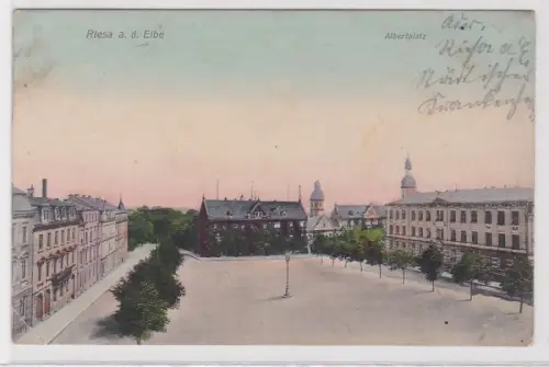 33054 Ak Riesa an der Elbe Albertplatz 1908