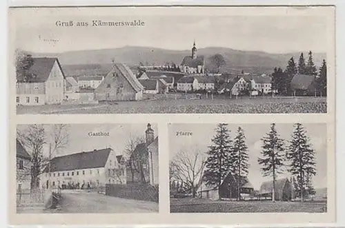67016 Mehrbild Ak Gruß aus Kämmerswalde Totalansicht, Gasthof, Pfarre um 1920