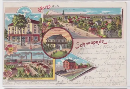 76115 Ak Lithographie Gruss aus Schwepnitz in Sachsen 1903
