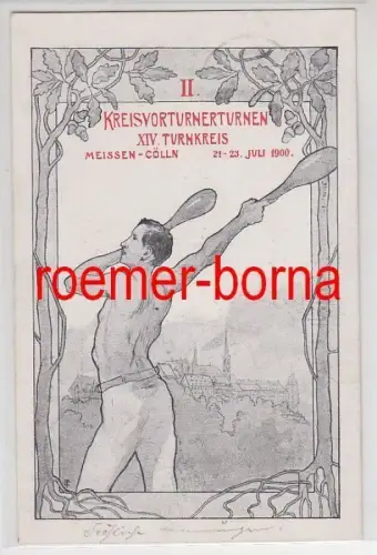 80275 Ak II. Kreisvorturnerturnen XIV. Turnkreis Meissen Cölln 21.-23. Juli 1900