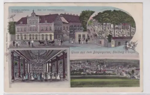 93985 Mehrbild Ak Gruß aus dem Bürgergarten Stollberg im Erzgebirge 1908
