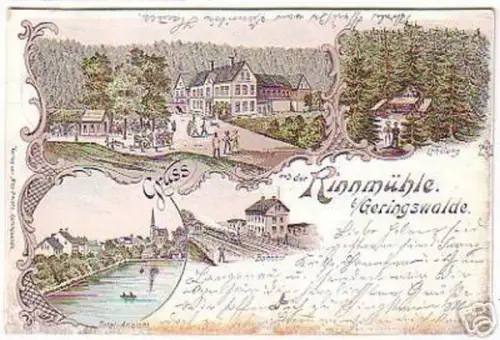 09190 Ak Lithographie Gruß aus Rinnmühle b. Geringswalde