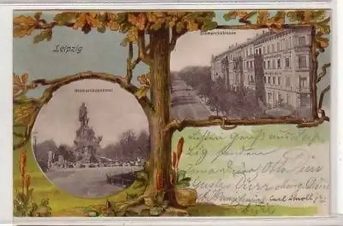 24/43 Ak Lithografie Leipzig Bismarckstrasse 1901
