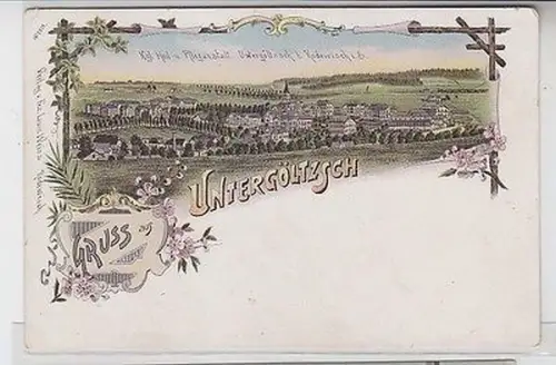 62624 Ak Lithographie Gruß aus Untergöltzsch Totalansicht um 1900