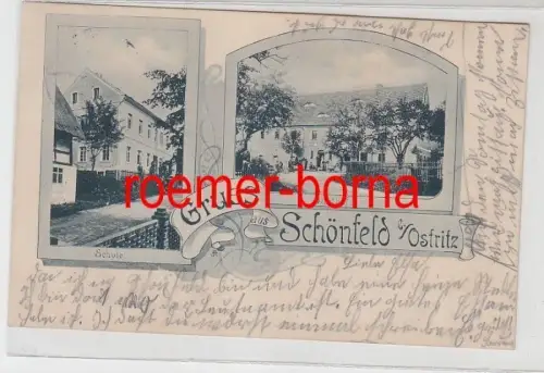 73369 Mehrbild Ak Gruss aus Schönfeld b. Ostritz Gasthof, Schule 1918