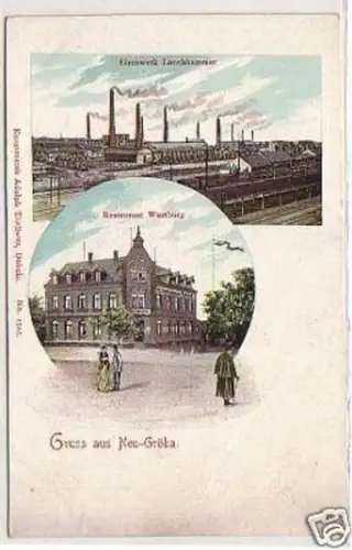 00156 Mehrbild Ak Gruß aus Neu Gröba Restaurant um 1910