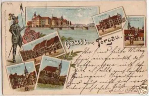 09834 Ak Lithographie Gruss aus Torgau 1902