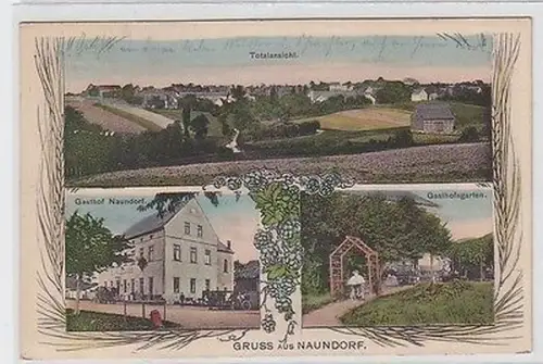 57701 Mehrbild Ak Gruß aus Naundorf Totalansicht, Gasthof, Gasthofsgarten 1911