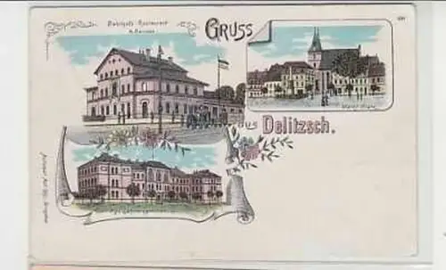 38145 Ak Lithographie Gruß aus Delitzsch 1898