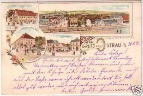 21831 Ak Lithographie Gruss aus Ostrau Gasthof 1898
