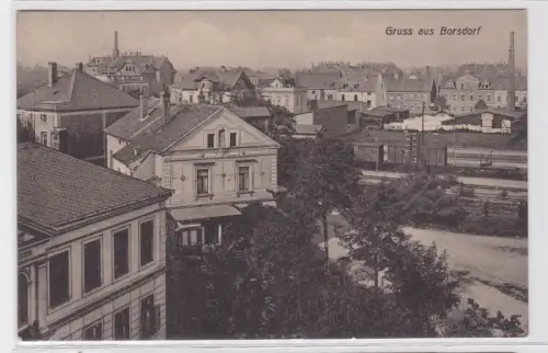 92898 Ak Gruß aus Borsdorf Totalansicht mit Bahnanlagen 1911