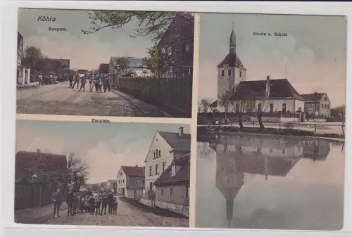 93842 Mehrbild Ak Köhra Hauptstrasse, Kirche und Schule 1916