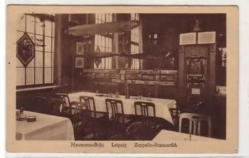 32/163 Ak Leipzig Naumann Bräu Zeppelin Stammtisch 1918