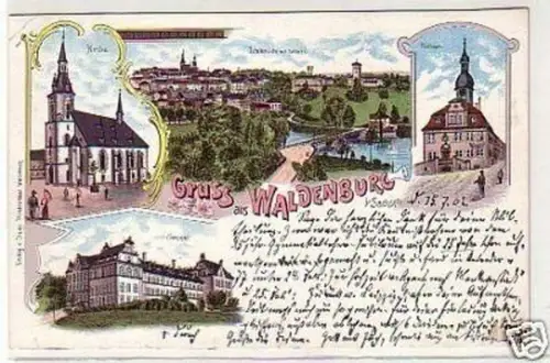 32387 Ak Lithographie Gruss aus Waldenburg in Sa. 1902