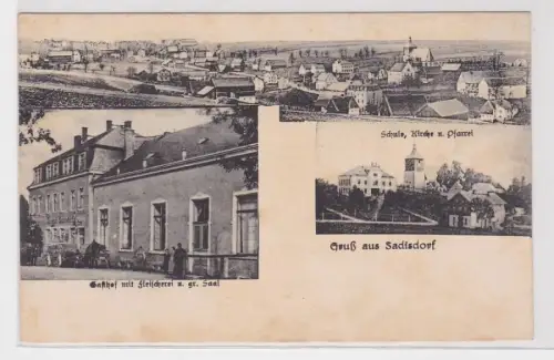 32506 Mehrbild Ak Gruß aus Sadisdorf Gasthof mit Fleischerei usw. um 1930