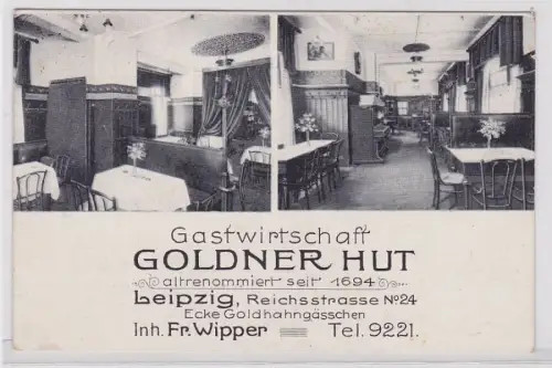63333 Mehrbild Ak Leipzig Gastwirtschaft Goldner Hut Reichsstraße 24,1923