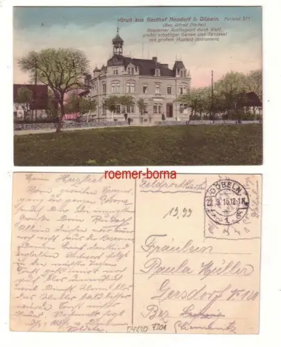 80164 Ak Gruß aus Gasthof Neudorf b. Döbeln 1915