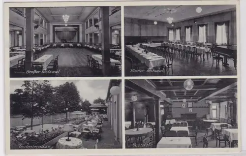 90080 Mehrbild AK Leipzig - Löwenpark, Festsaal, Gartenterrasse & Gaststube 1940